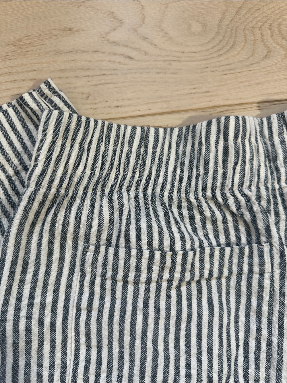 Striped Muted Teal and White Lightweight Lounge Pants Elastic Waist Wide Leg - Picture 9 of 9